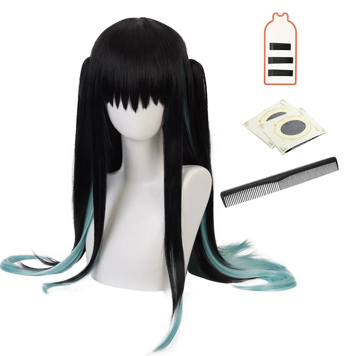 Anime Tokitou Muichirou Cosplay Wig Rose Net Synthetic Fiber Adjustable Size Heat Resistant Cap Comb Halloween Cos - Coscosmos