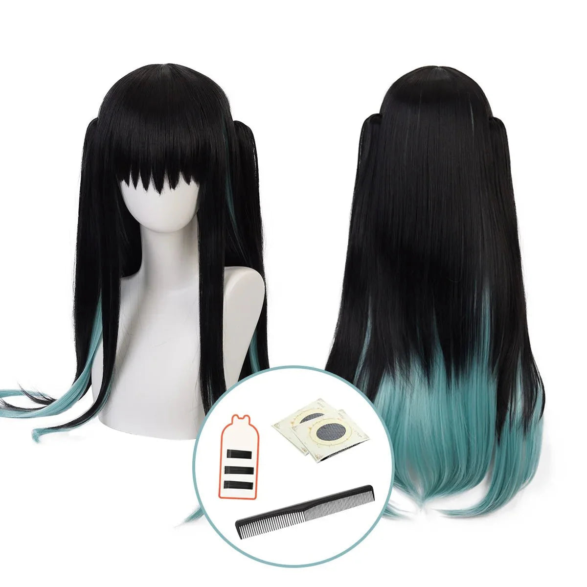 Anime Tokitou Muichirou Cosplay Wig Rose Net Synthetic Fiber Adjustable Size Heat Resistant Cap Comb Halloween Cos - Coscosmos