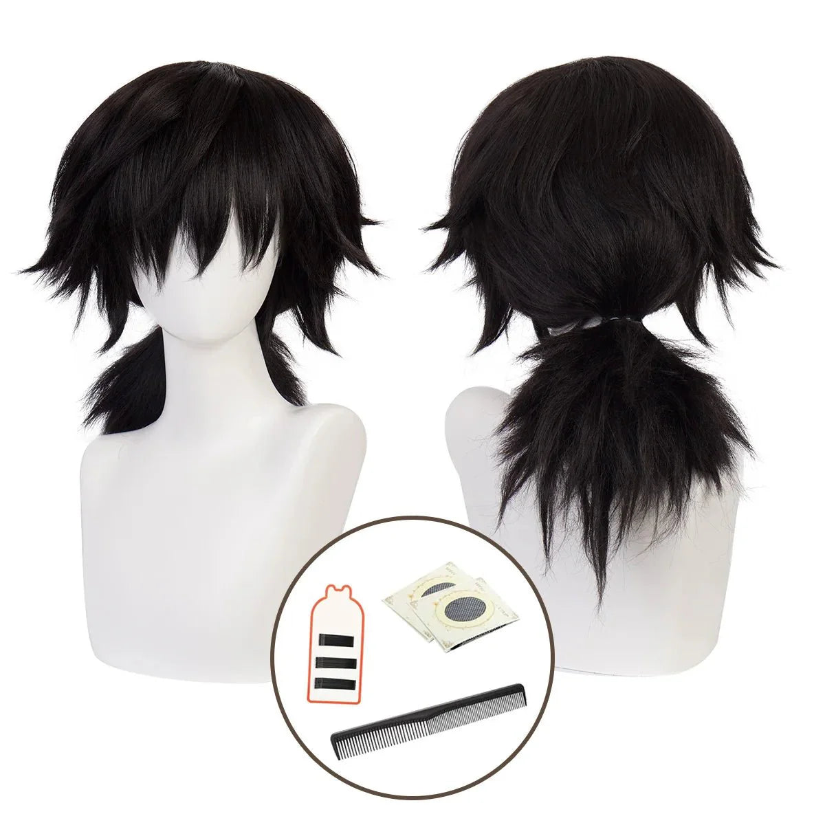 Anime Tomioka Giyuu Cosplay Wig Rose Net Synthetic Fiber Adjustable Size Heat Resistant Cap Comb Halloween Cos - Coscosmos