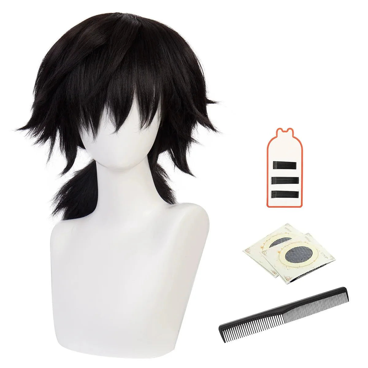 Anime Tomioka Giyuu Cosplay Wig Rose Net Synthetic Fiber Adjustable Size Heat Resistant Cap Comb Halloween Cos - Coscosmos