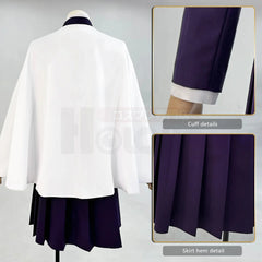 Anime Tsuyuri Kanawo Cosplay Costume Wig Embroidery Purple Top Skirt White Cloak Belt Cos Halloween Christmas Gift - Coscosmos