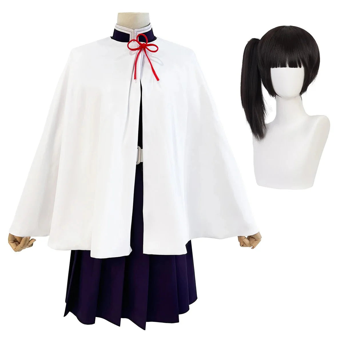 Anime Tsuyuri Kanawo Cosplay Costume Wig Embroidery Purple Top Skirt White Cloak Belt Cos Halloween Christmas Gift - Coscosmos