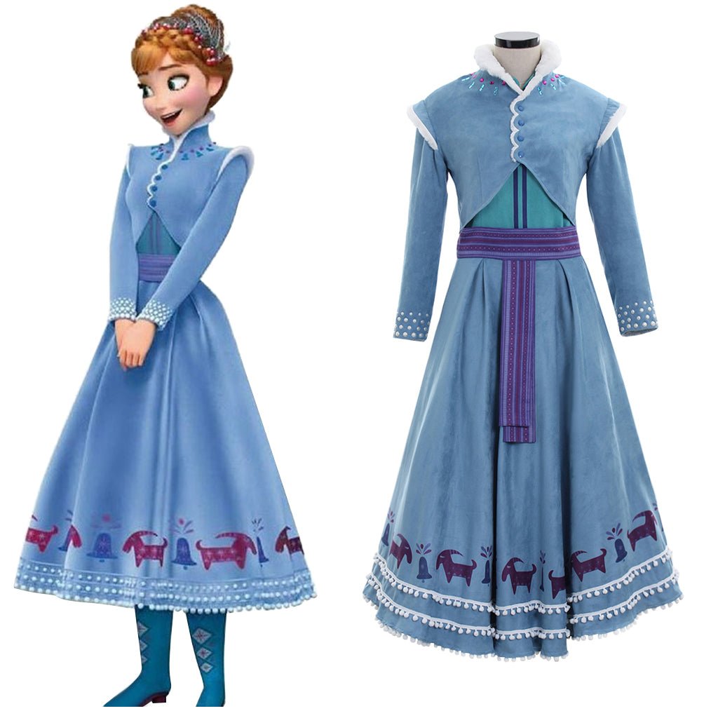 Anna Princesa Cosplay Costume | Adult Women’s Shirt, Skirt, and Coat Suit for Halloween & Disney Events - Coscosmos