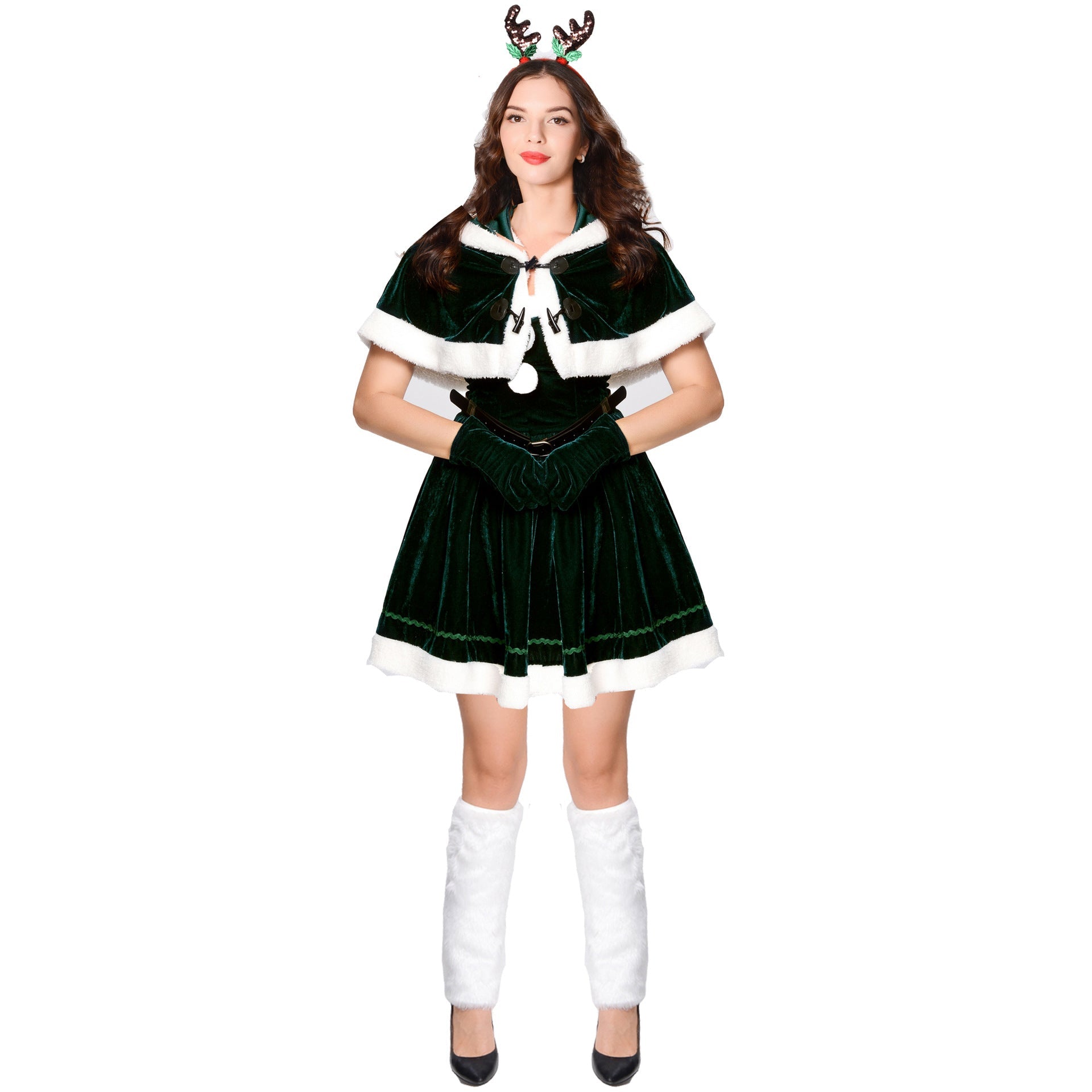 Halloweez Red Deer Antlers Shawl Costume for Christmas Parties and Stage Performances - Halloweez