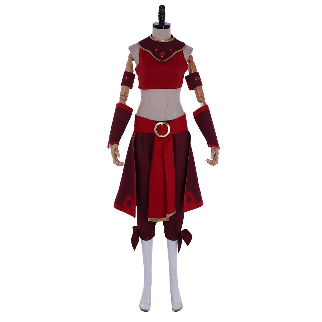 Halloweez Avatar: The Last Airbender Suki Cosplay Suit - Fire Nation Red Dress - Halloweez