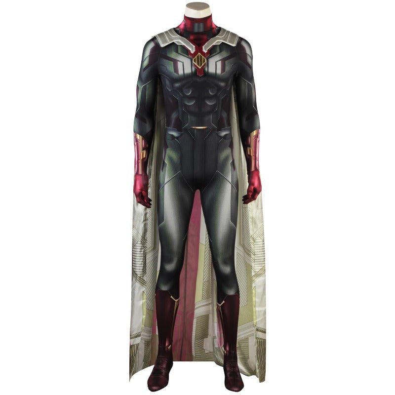 Avengers Vision Cosplay Costume 3D Printed Jumpsuit with Cloak - Coscosmos