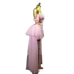 Elegant Pink Cosplay Dress for Women - Light Luxury Summer Strapless Dress for Music Performances and Stage Shows - Halloweez