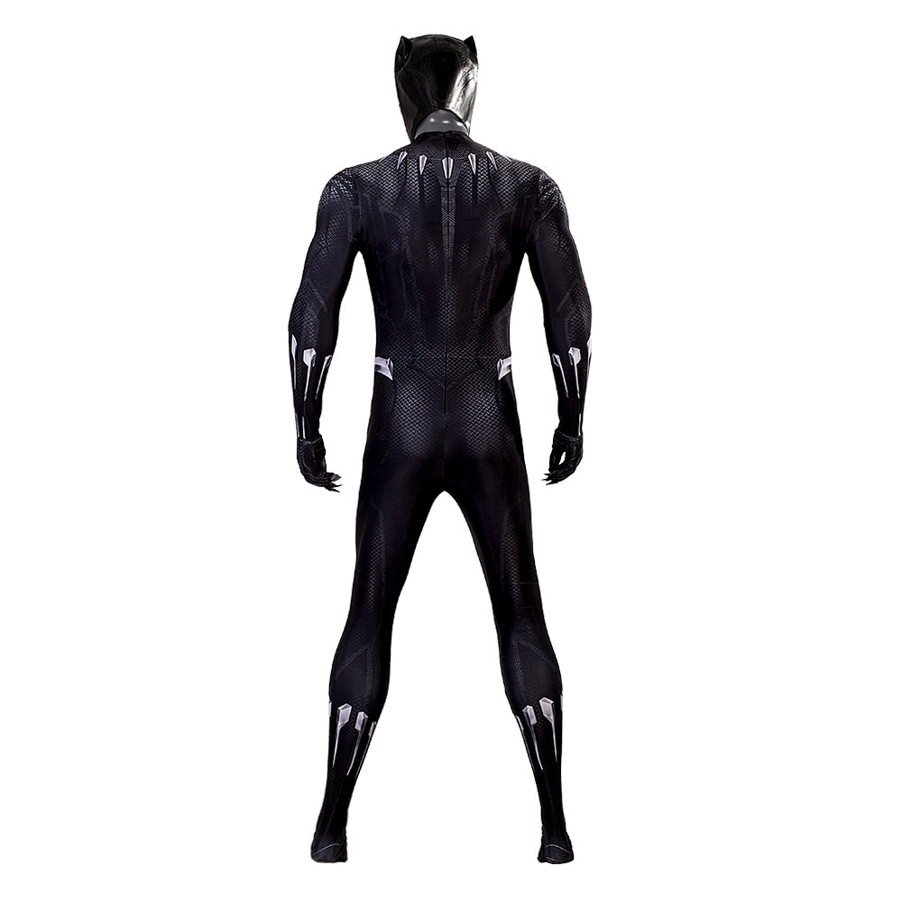 Halloweez Black Panther Jumpsuit Cosplay Costume Suit with Mask for Men - Halloween Bodysuit