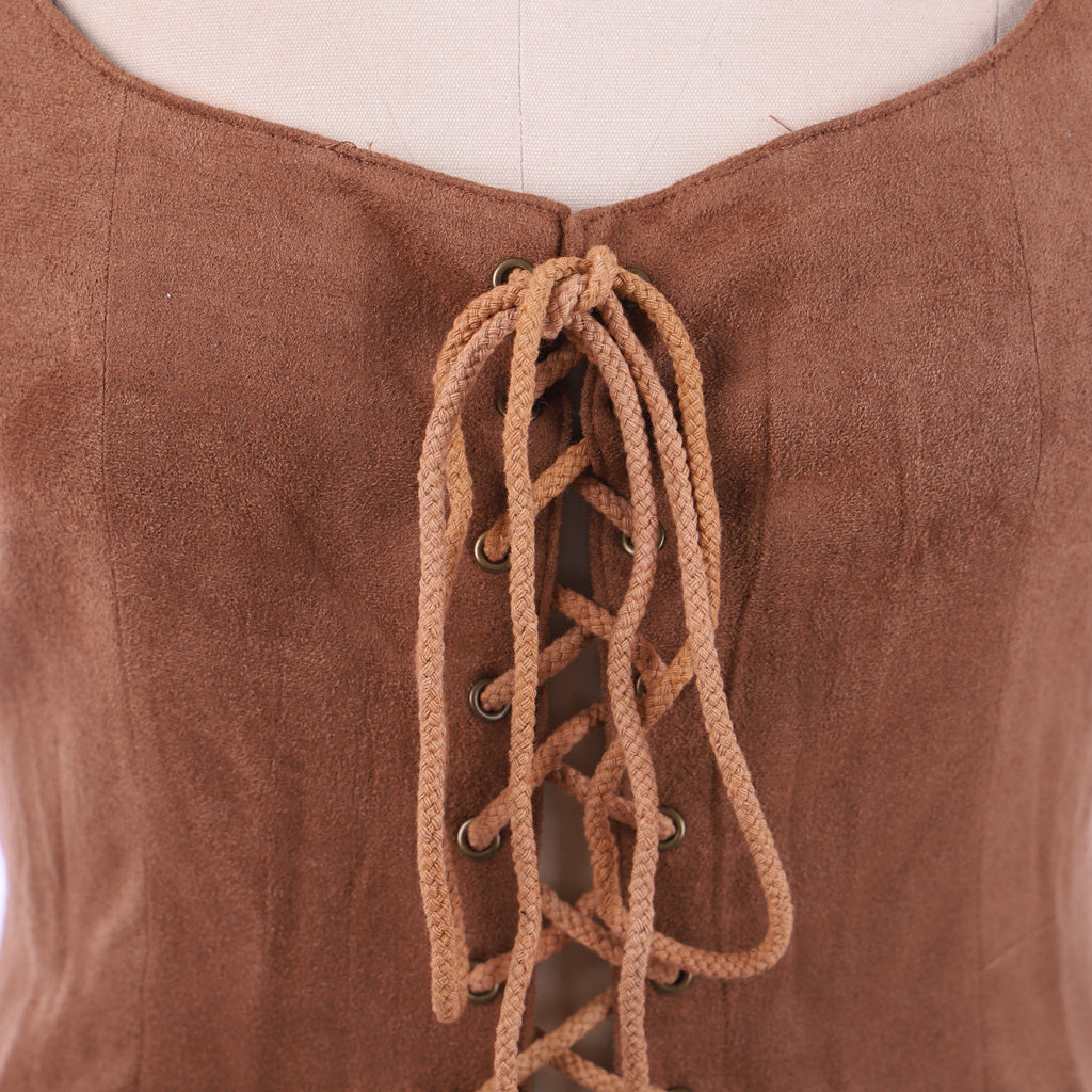 Elegant Medieval Lace-Up Corset Vest – Handcrafted for Halloweez Cosplay