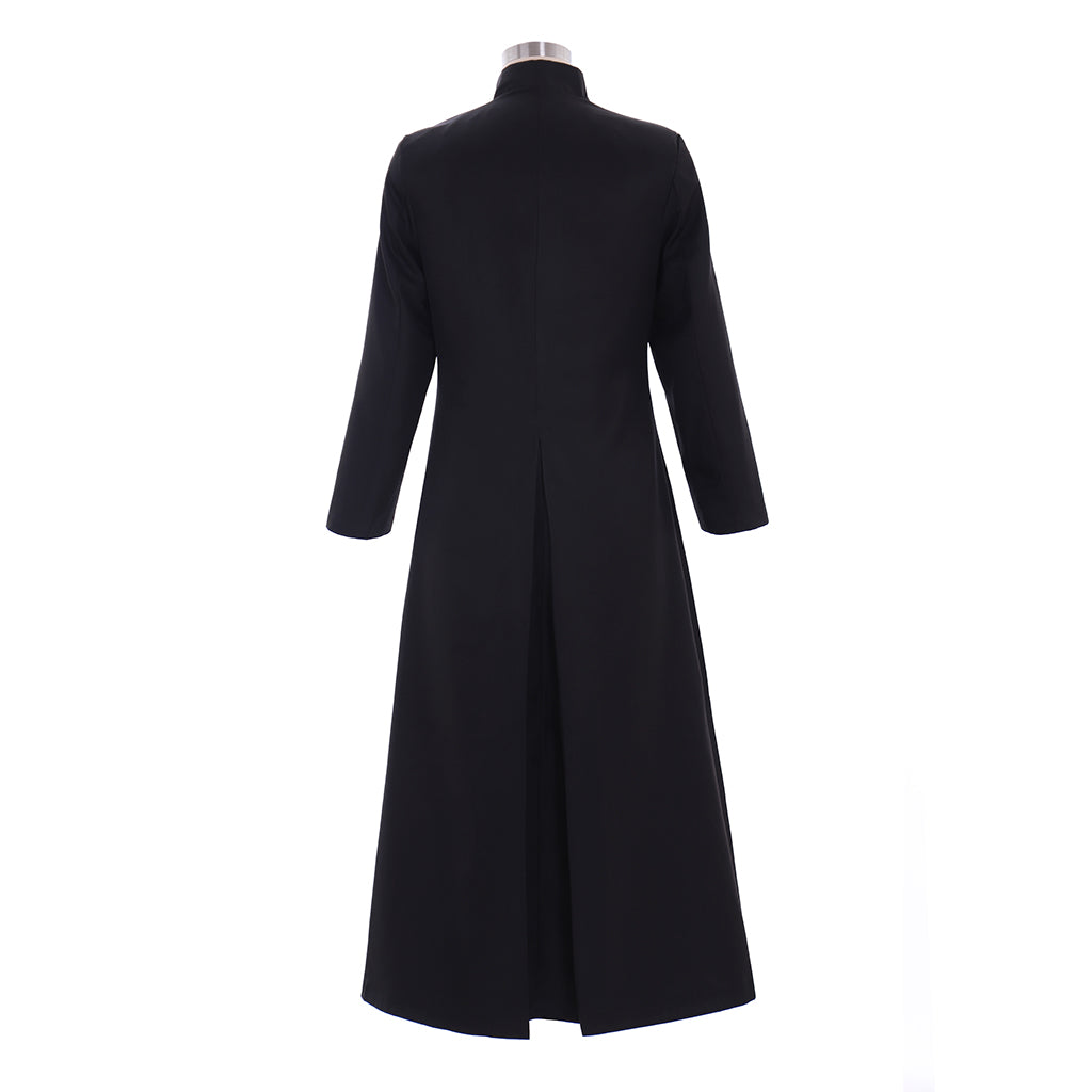 Men's Black Halloweez Clergy Robes - Premium Cassock Church Priest Costume with Standing Collar for Liturgical and Cosplay - Halloweez
