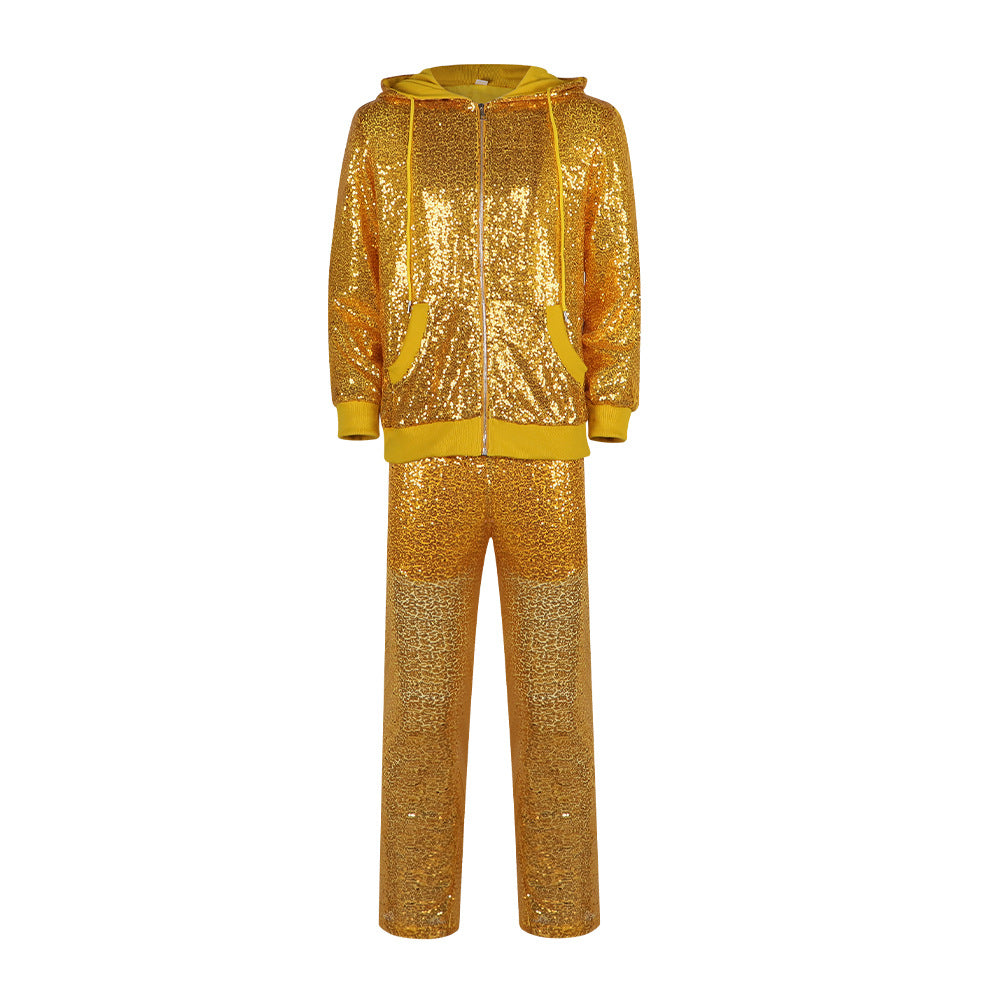 Sing (Happy Voices) cosplay costume - Pig Dad's gold stage performance outfit, disco sequin dance costume - Halloweez