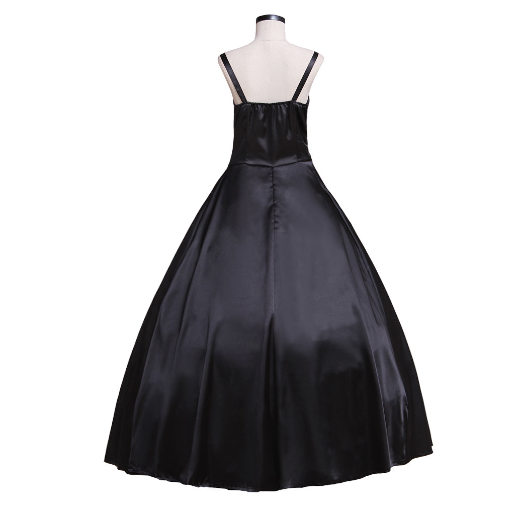 Elegant Halloweez Victorian Rococo Gothic Punk Black Velvet Dress Cosplay Costume