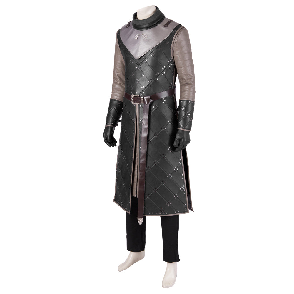 Game of Thrones Season 8 Jon Snow Cosplay Costume, A Song of Ice and Fire Same Style Medieval Outfit for Men - Halloweez
