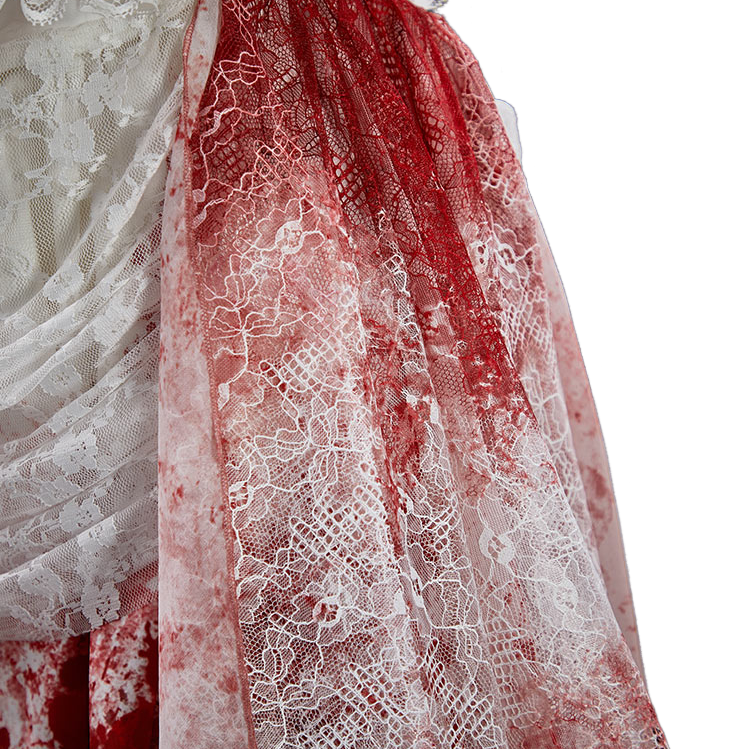 Halloweez Gothic White Bloody Bride Cosplay Costume Lace Hollow Out Dress for Halloween Anime Game Cosplay - Halloweez
