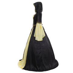 Halloweez Yellow Black Hooded Medieval Maxi Dress with Belt - Women's Stage Musical Vintage Party Halloween Costume