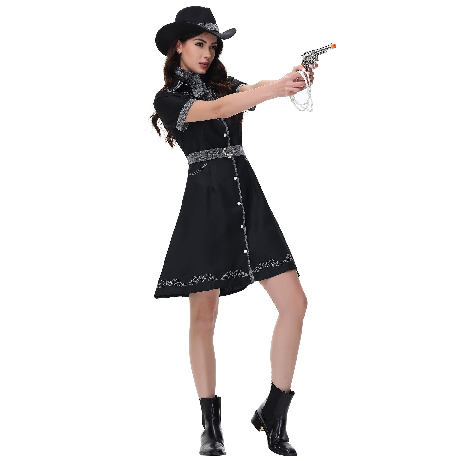 2025 Custom Western Cowboy Costume for Women Halloween Party Cosplay Performance - Halloweez