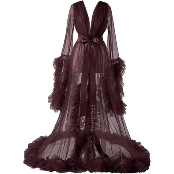 Purple Ruffle Evening Gown Maternity Photo Shoot Dress Sweetheart Off Shoulder Pregnancy Robe Sheer Long Gown Cosplay Costume - Halloweez