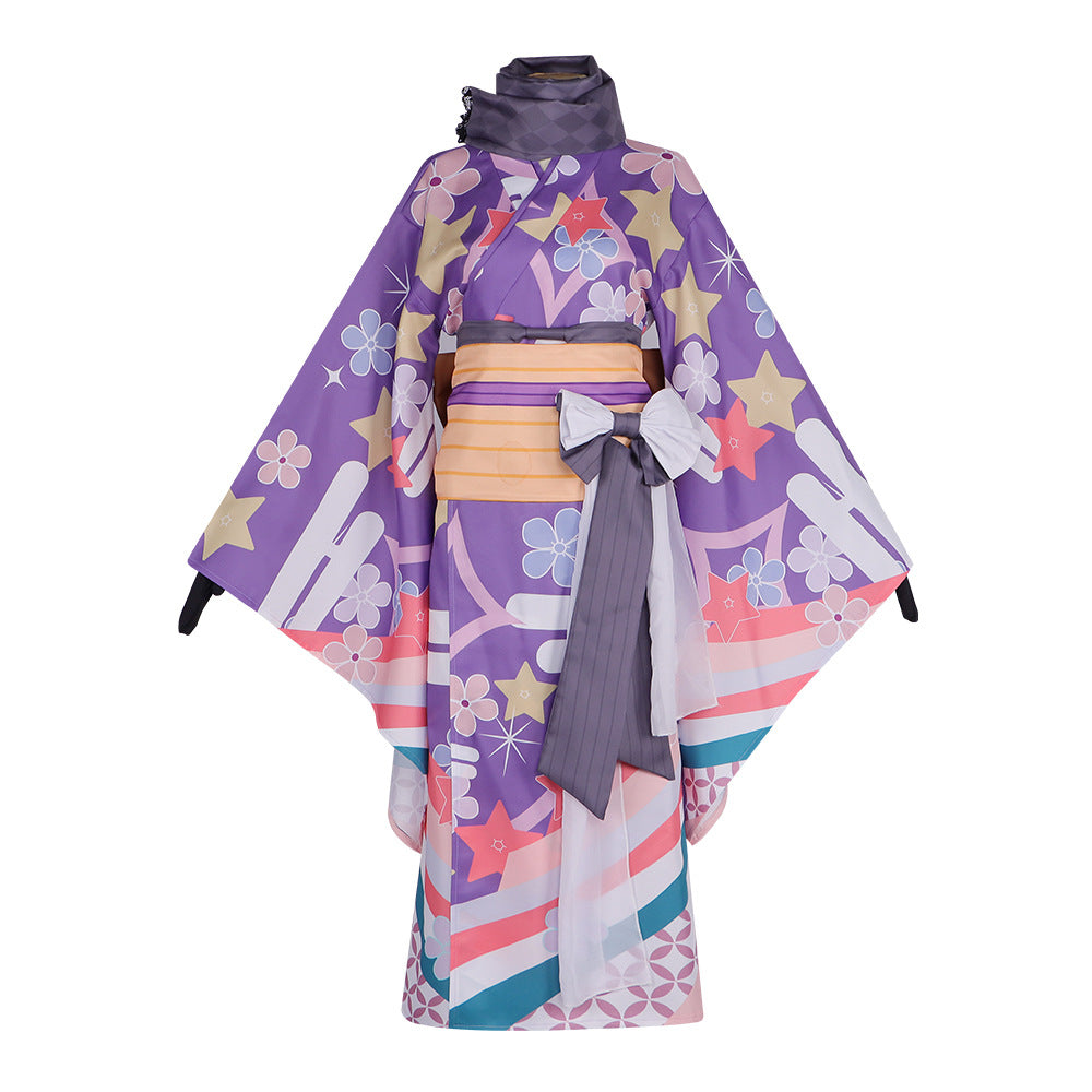 Magical Girl Madoka Cosplay Costume Homura Akemi Japanese Yukata Kimono Anime Role Play Outfit - Halloweez