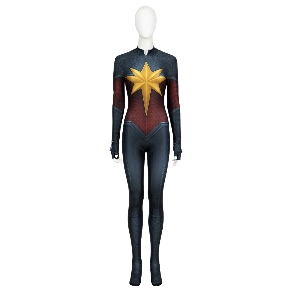 Captain Marvel 2 Carol Danvers Cosplay Costume, Movie Superhero Tight Jumpsuit, Full Set Captain Marvel Team Uniform Outfit for Women - Halloweez