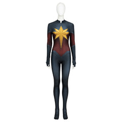 Captain Marvel 2 Carol Danvers Cosplay Costume, Movie Superhero Tight Jumpsuit, Full Set Captain Marvel Team Uniform Outfit for Women - Halloweez