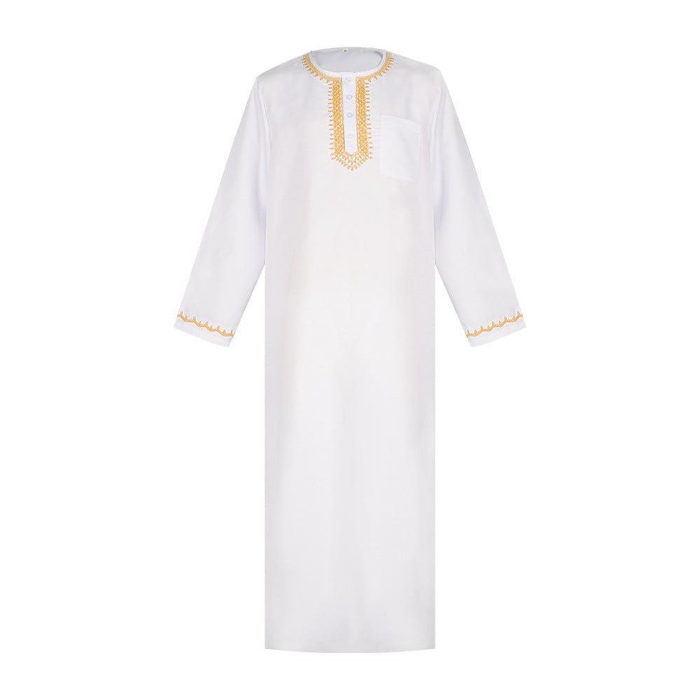 Arabic Robe Middle East Embroidery Men's Muslim Clothing Halloween Cosplay Party Costume - Halloweez