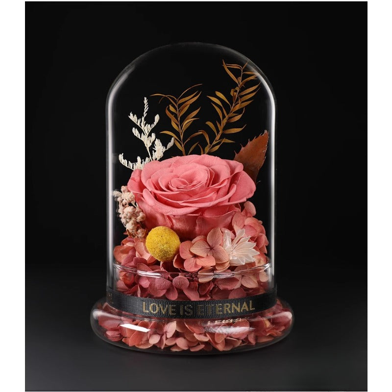 Dôme en verre avec roses préservées enchantées Eternal Love - Bouquet de roses bleues d'Halloween pour occasions spéciales