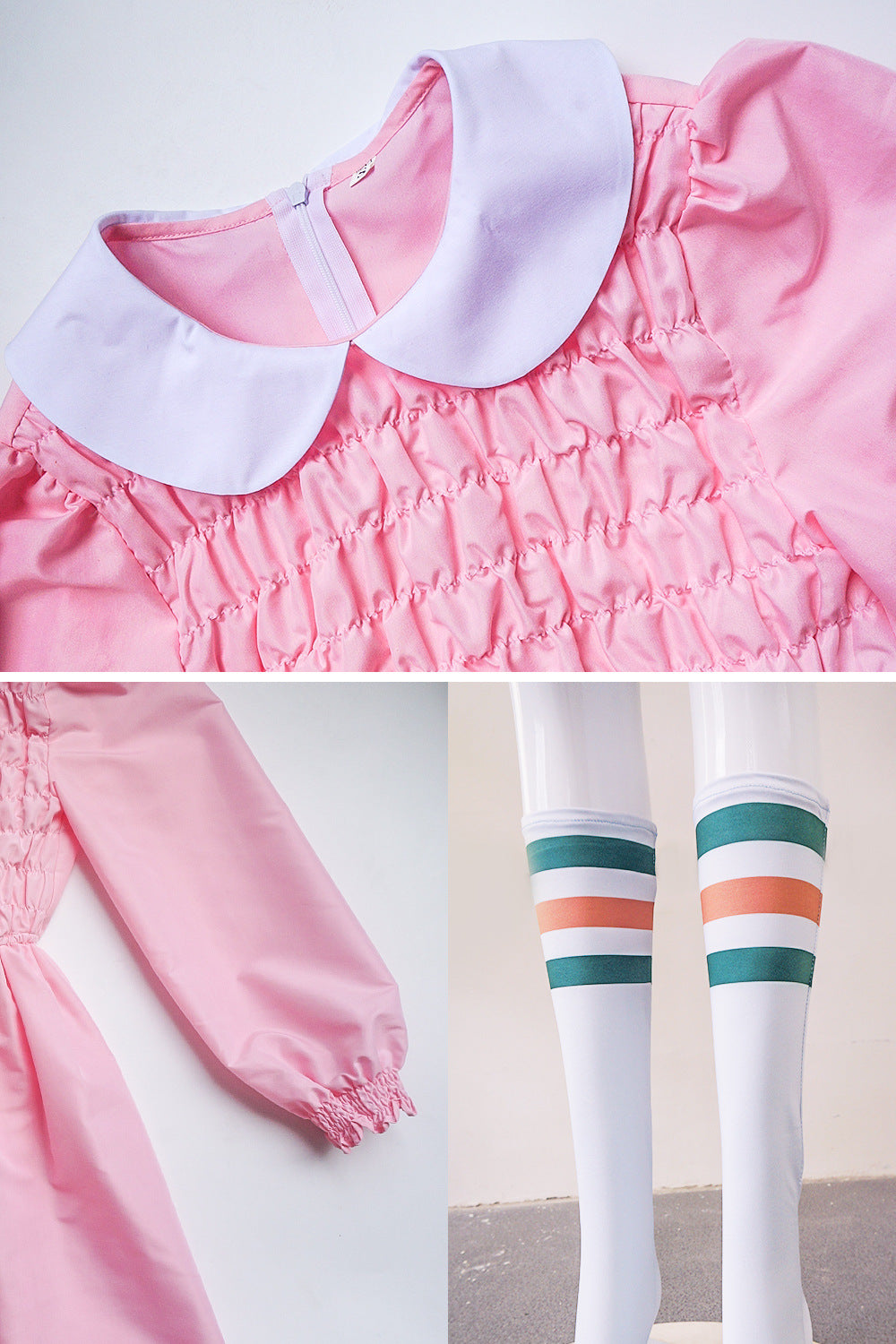 Stranger Things Eleven Pink Dress Costume with Wig - Halloweez