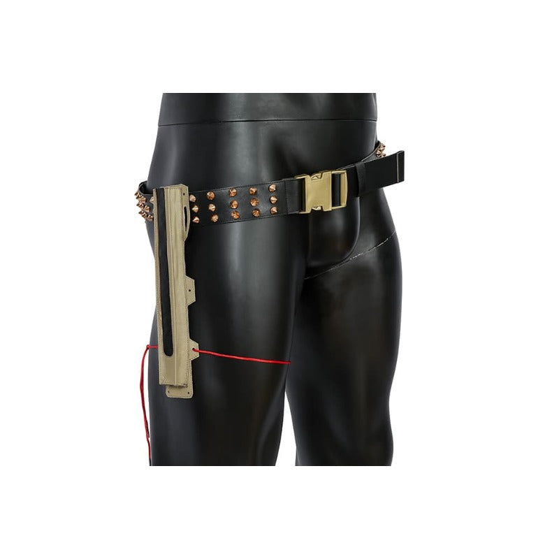Halloweez Jackie 2077 Cosplay Costume - Premium Black Artificial Leather Outfit for Halloween & Parties