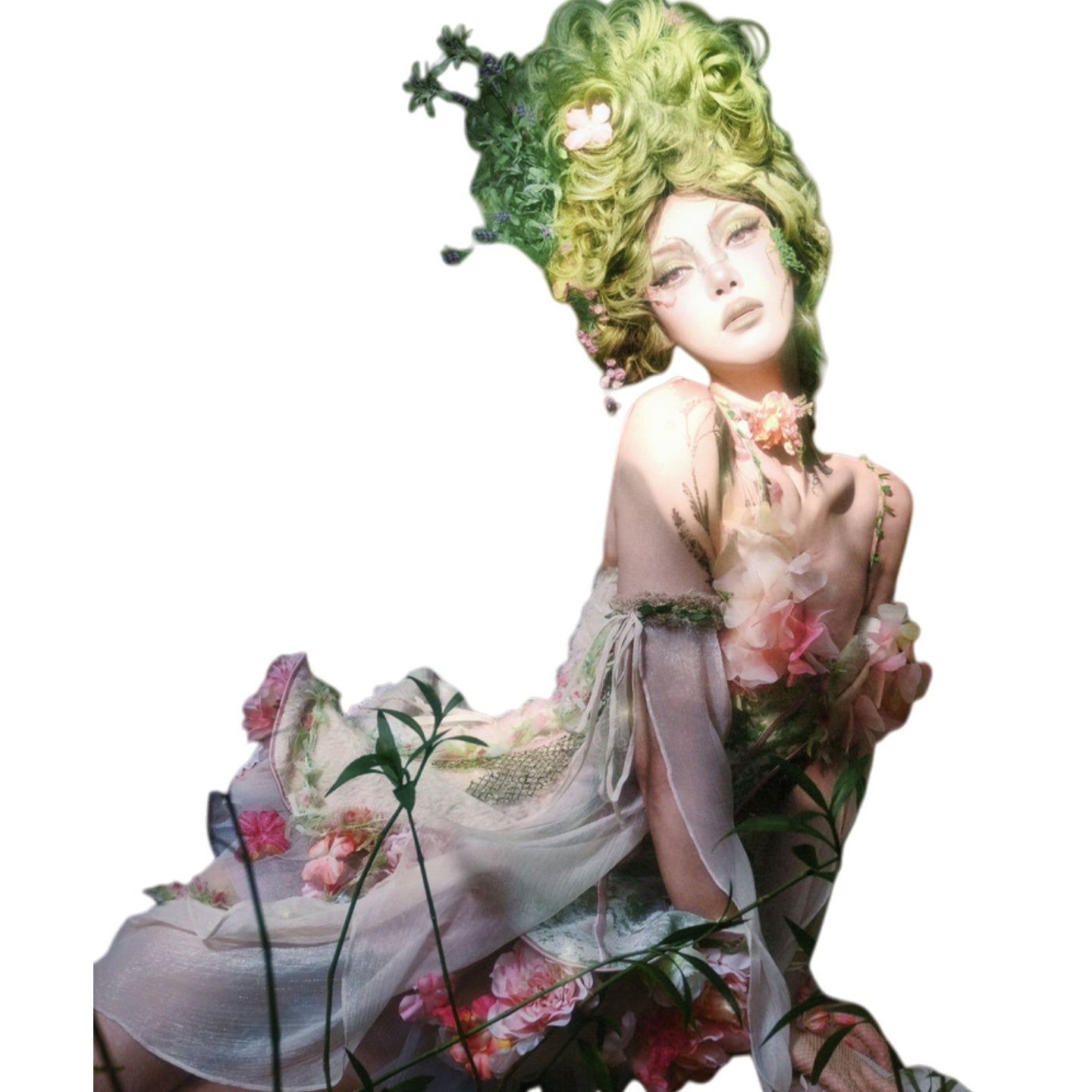 Blood Supply Original Forest Spirit Flower God Fishbone Corset Fairy Style Ethereal Dress Halloween Cosplay Costume - Halloweez