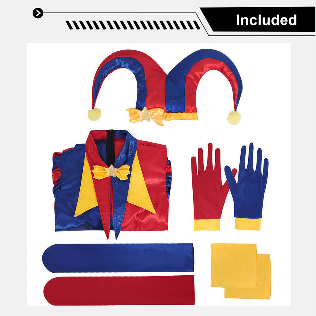 The Amazing Digital Circus Pomni Cosplay Jumpsuit, Halloween Clown Girl Full Costume Set, Anime Character Cosplay Outfit for Party - Halloweez