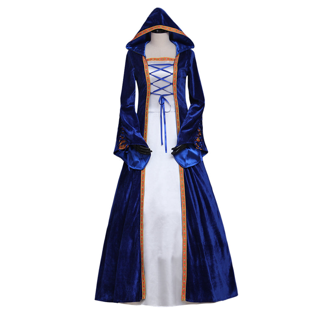 Robe médiévale rétro élégante du Sud pour le cosplay d'Halloween pour femmes - Robe noble à manches cloches