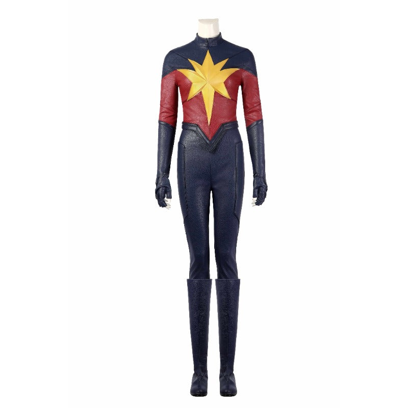 Halloweez Captain Marvel 2 Carol Danvers Leather Cosplay Costume for Halloween