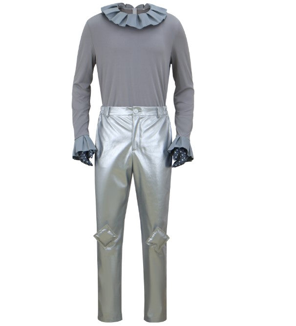 JoJo's Bizarre Adventure Steel Ball Run Funny Valentine Silver Trench Coat Full Cosplay Costume Set - Halloweez