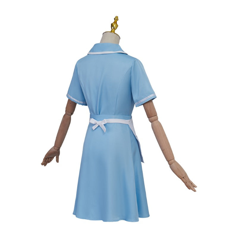 Halloweez Waitress Musical Cosplay Costume – Blue Maid Dress with Apron for Women