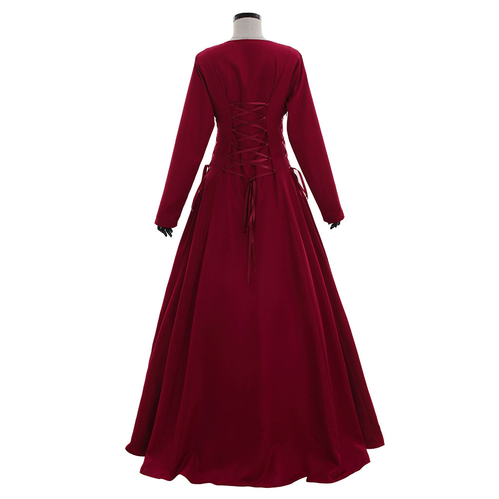 Elegante vestido rojo victoriano gótico de Halloween | Vestido de fiesta renacentista atemporal para eventos temáticos