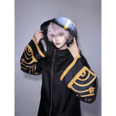 Disfraz de cosplay de Brahman Senju Kawaragi para Halloween: chaqueta y abrigo negros dorados