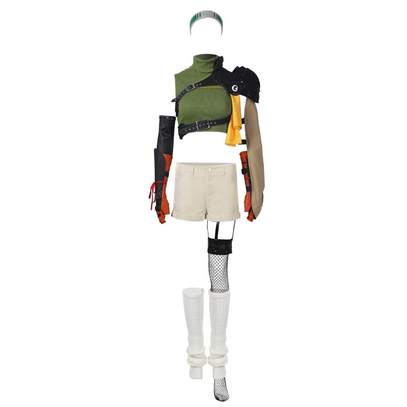 Halloweez Yuffie Kisaragi Cosplay Costume Set with Cape and Hat for FF Enthusiasts