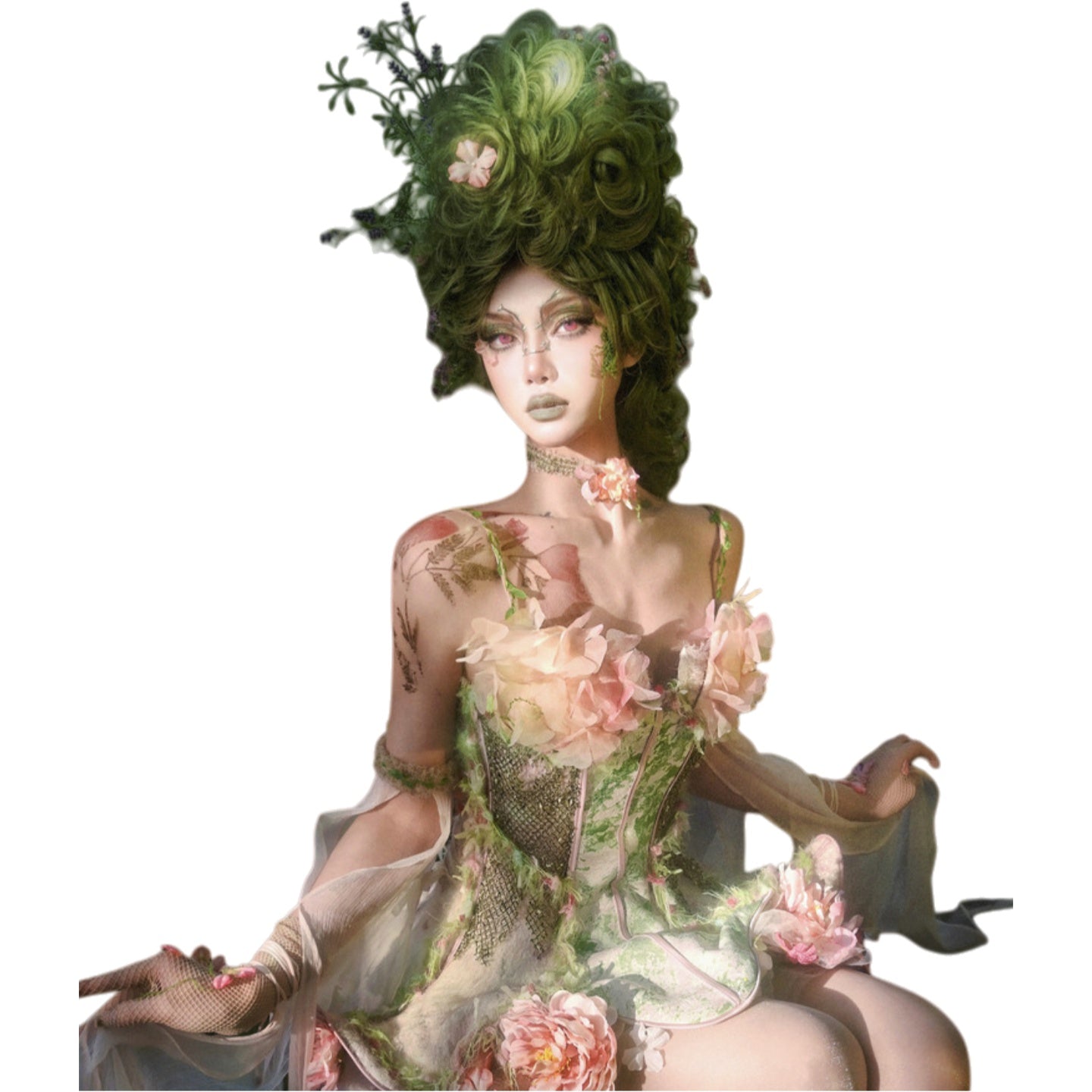 Blood Supply Original Forest Spirit Flower God Fishbone Corset Fairy Style Ethereal Dress Halloween Cosplay Costume - Halloweez