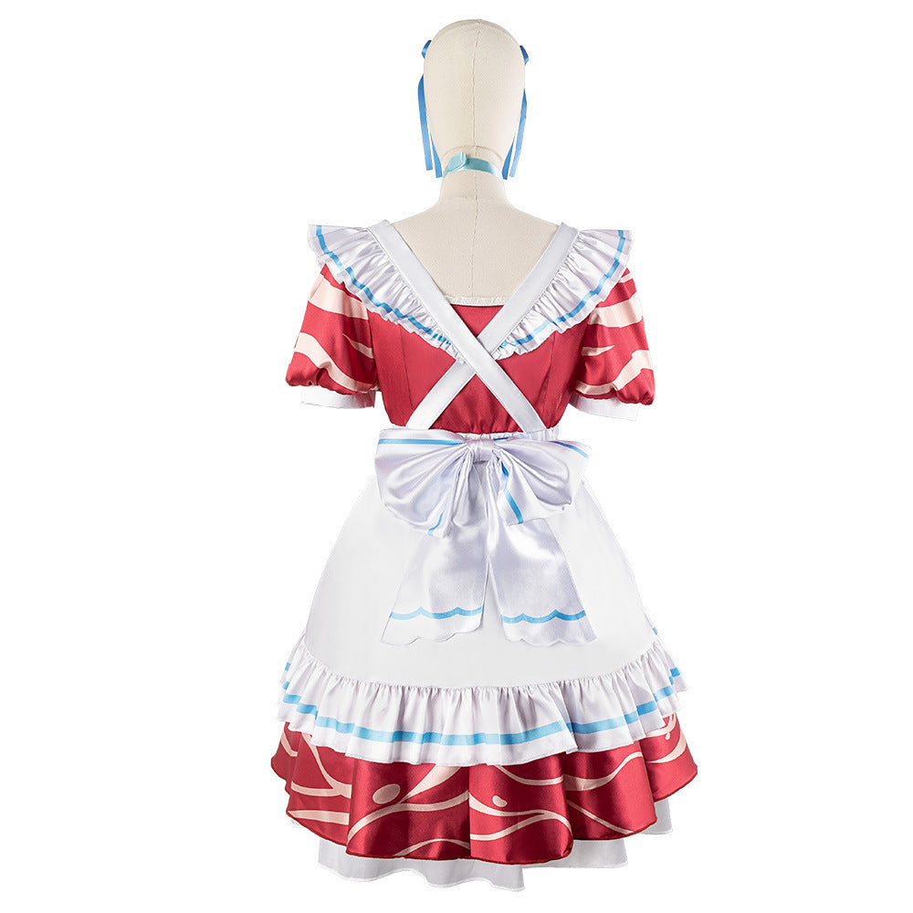 vtuber Akami Karubi Anime Cosplay Maid Dress Set - Perfect for Cosplay Enthusiasts - Halloweez