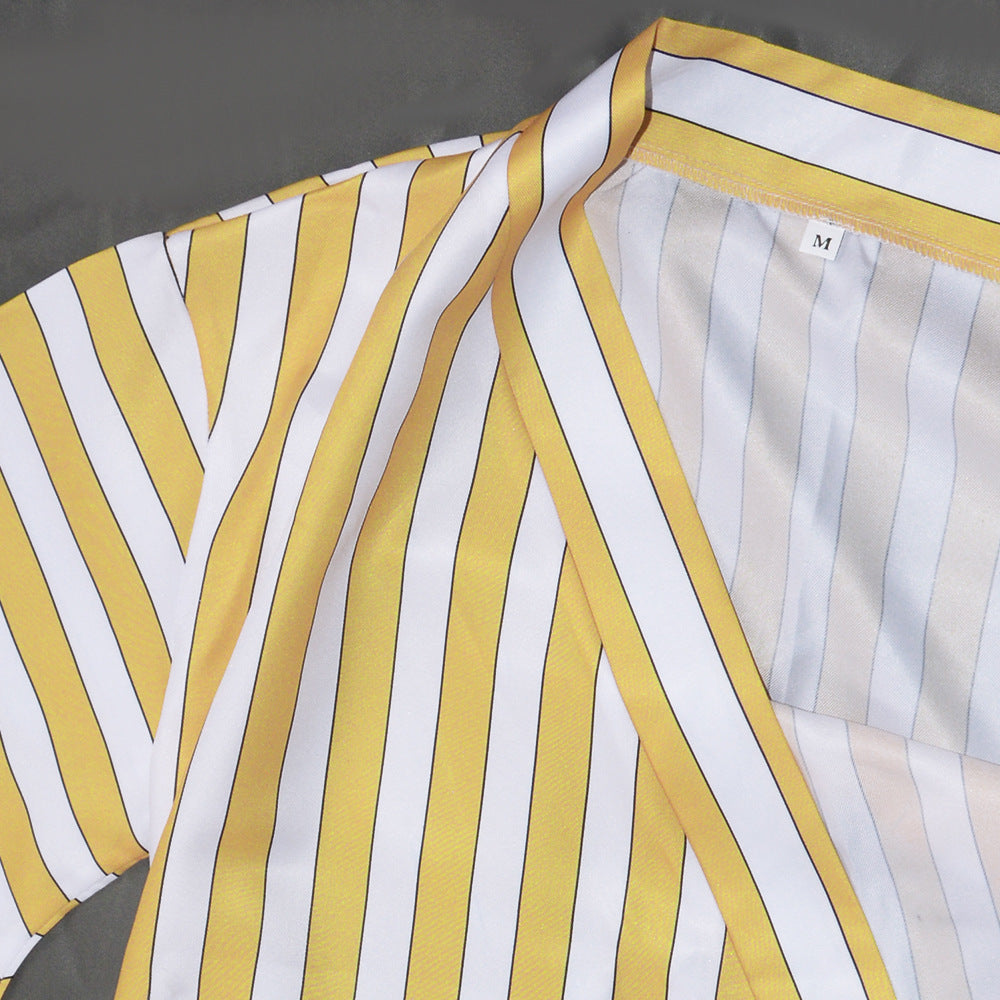 Sanji Yellow Striped Kimono Cosplay Costume from One Piece Wano Country Arc - Anime Character Roleplay Outfit for Halloween & Conventions