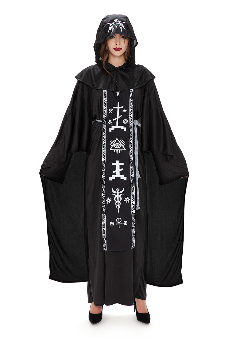 Wizard Black Robe Vampire Cosplay Costume for Halloween Couples 2020 New - Halloweez