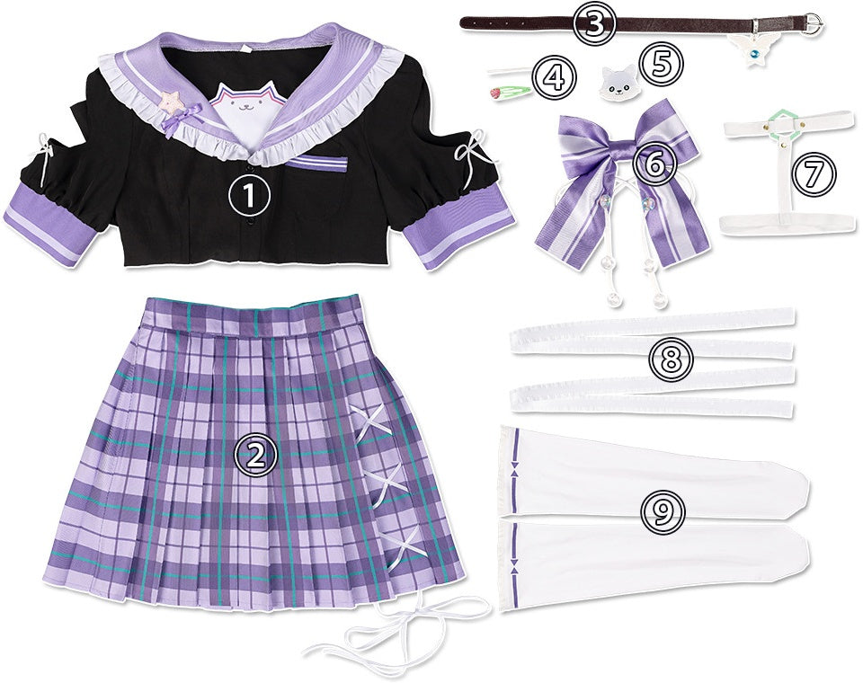 VTuber Host Hakui Koyori White Anime Cosplay Game Girl Plaid Skirt - Halloweez