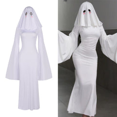 Ghost Girl Cosplay Halloween Apricot Madame Costume Dress White Adult