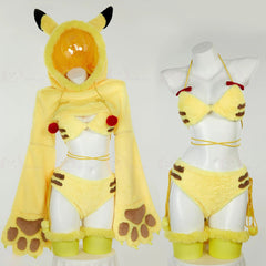 Yellow Electric Creature Furry Cosplay Outfit,Custom‑Made,Anime Con & Halloween
