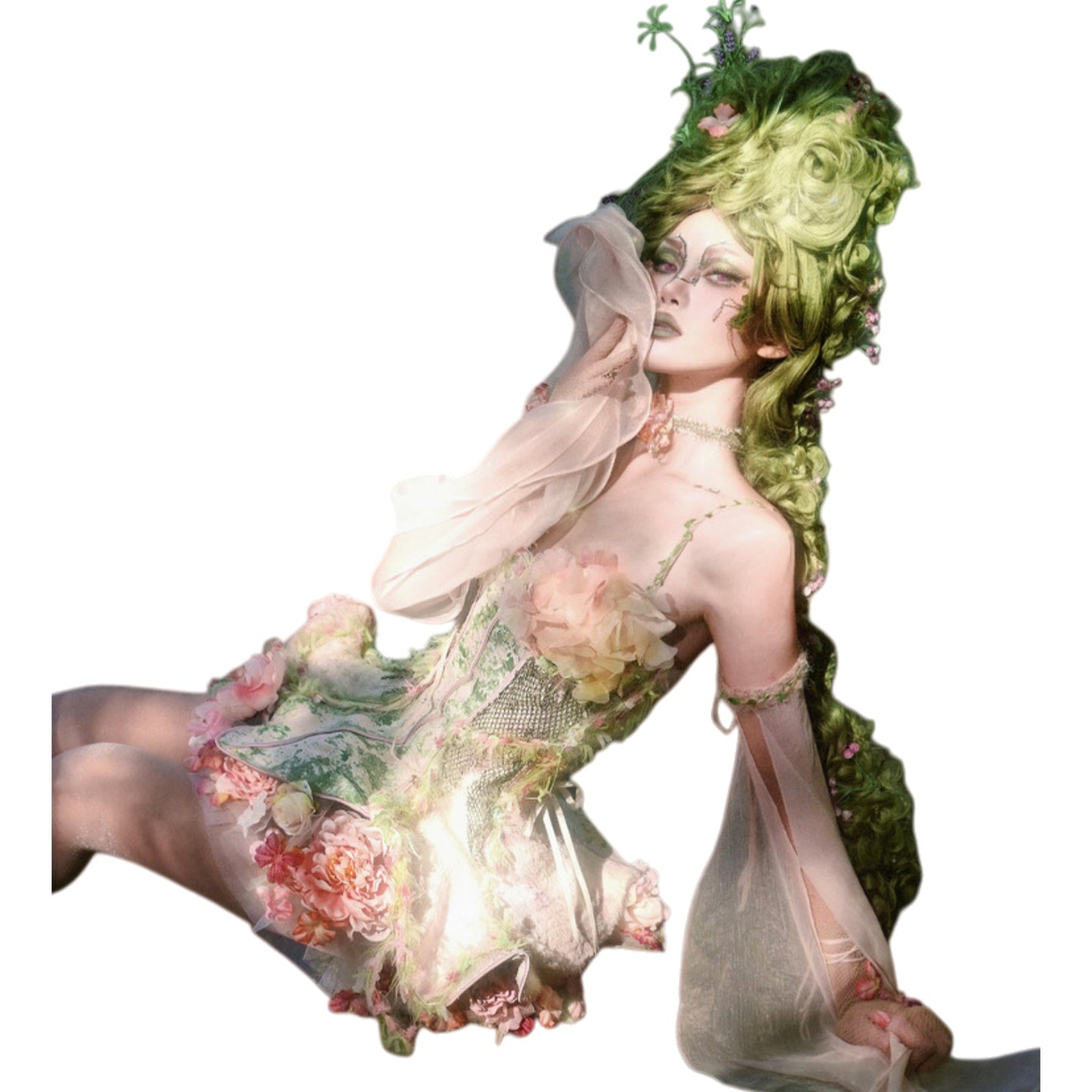 Blood Supply Original Forest Spirit Flower God Fishbone Corset Fairy Style Ethereal Dress Halloween Cosplay Costume - Halloweez