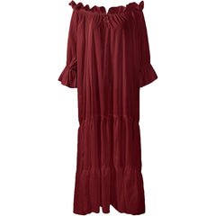 Medieval Pirate Fairy Renaissance Peasant Costume Ruffled Loose Dress