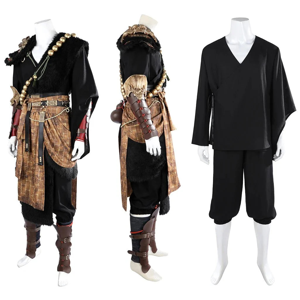 Black Myth Wukong Cosplay Costume | Premium Black Robe Full Set - Coscosmos