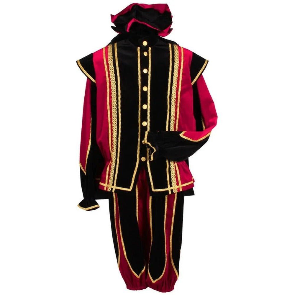 Black Peter Cosplay Costume for Men - Traditional Tudor Velvet Festival Outfit with Ball Gown - Coscosmos