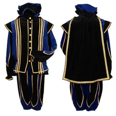 Black Peter Cosplay Costume for Men - Traditional Tudor Velvet Festival Outfit with Ball Gown - Coscosmos