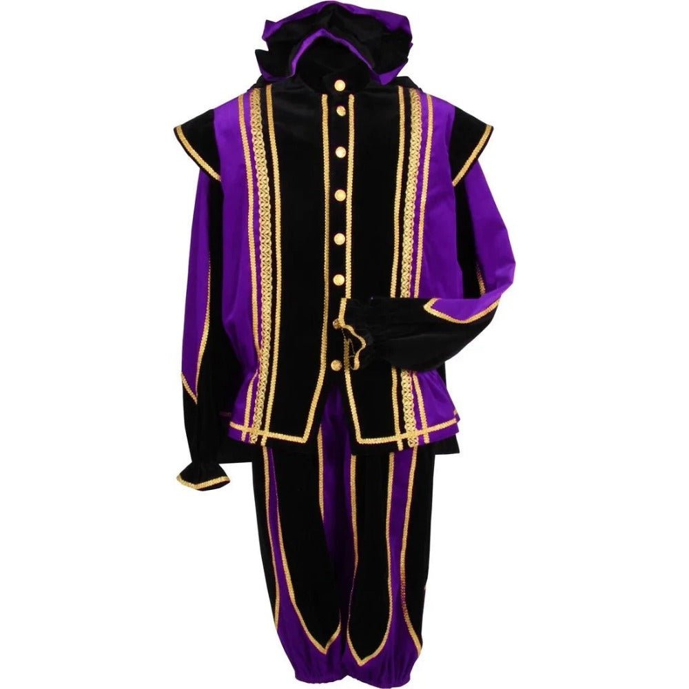 Black Peter Cosplay Costume for Men - Traditional Tudor Velvet Festival Outfit with Ball Gown - Coscosmos